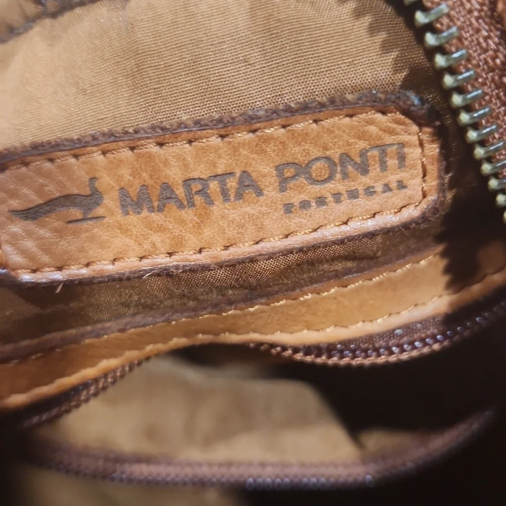Marta Ponti Brown Woven Leather Shoulder Bag Great Condition